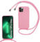 MBSLFY Lanyard Case for iPhone 14 Pro, Liquid Silicone Protective Phone Case with Strap Adjustable Neck Cord Necklace Soft Cover for iPhone 14 Pro, Pink