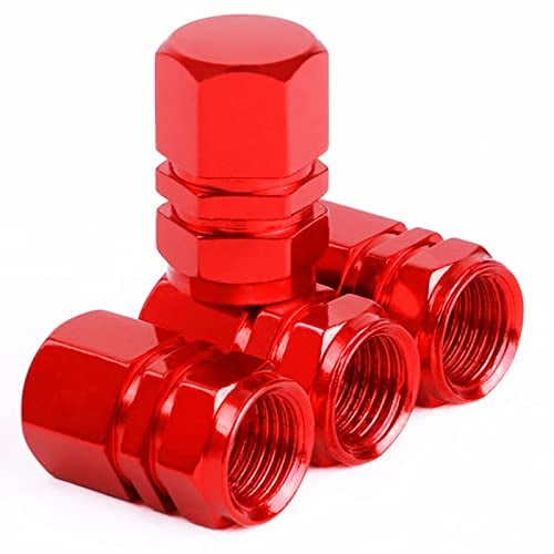 4 Stück Ventilkappen,ventilkappen Fahrrad,ventilkappen Auto aus Aluminium,Reifenventil Caps,Staubschutz Kappen,Auto Luftdichte Dichtung,für Autos SUV LKW Motorräder Fahrräder(rot)