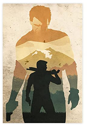 RIELLI Uncharted Spiel 5 Leinwand-Poster, Wandkunst, Dekor, Druck, Bild, Gemälde für Wohnzimmer, Schlafzimmer, Dekoration, Rahmen: 30 x 45 cm