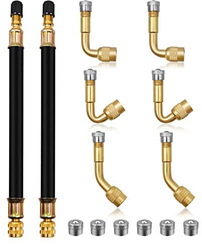 Sweetone Estensione Valvola Pneumatico, 6 Pezzi Prolunga Valvola Pneumatico 45 90 135 Gradi, 2 Pezzi 180 mm Gomma Estensori Valvola per Auto, Moto, Biciclette, Camion, Scooter