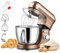 Kitchen Stand Mixer, 6.5 Quart, 6 Speed Kitchen Mixer, Electric Food Mixer with Dough Hook, Whisk, Gold