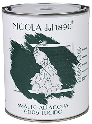NICOLA VERNICI Smalto Acrilico a Base di Acqua, Per Interni ed Esterni, Made in Italy, Verde Lucido - Formato 1 lt