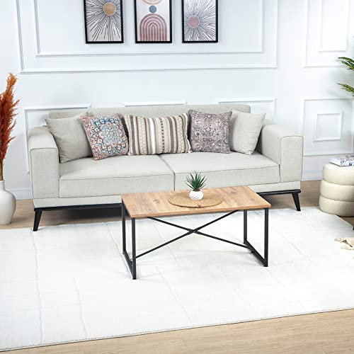 Livabliss Kalix Wohnzimmer Teppich modern – Abstrakt Design in Marmor Optik für Wohnzimmer 160x213 cm, Esszimmer, Schlafzimmer - Marmor Teppiche groß, weicher Teppich Kurzflor in Creme
