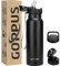 GOPPUS 750ml/26oz Stainless Water Bottle with Straw Double Wall Insulated Bottles with Strap Reusable Vacuum Thermal Flask Leakproof Keep Cold Drinks Bottles with Flip Top Lid for Men Women BPA Free
