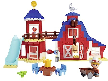 BIG-Bloxx - Dino Ranch Clubhaus - XXL Spielset (168 Bausteine) für großes Club House mit Mehreren Etagen, Spielfigur Jon, Dino Figur Blitz und Zubehör, für Kinder von 18 Monate bis 5 Jahre