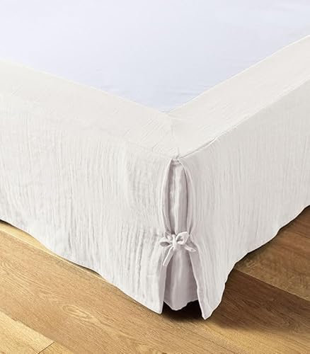 Cache sommier L’Effet Papillon - Housse sommier 100% Double Gaze de Coton Hauteur 30cm [ Cache-sommiers ] (Blanc Chantilly, 160x200 cm)