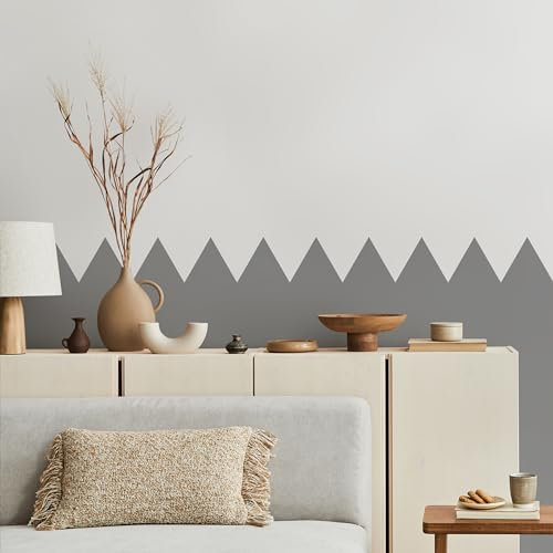 Muralo - Wandtatto für Kinderzimmer für Mädchen und Jugend - Wandsticker, Wandaufkleber Zickzack Tapete für Kindergärten, Schulaula, Schule, Boho Stil - Br.120cm x Hö.120cm - Grau