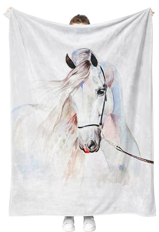 Pferd Kuscheldecke Flanell Decke Fleecedecke Flauschig Weich und Warme,3D Pferd Wohndecke Sofadecke Couchdecke Für Teens Erwachsene,Rustikale Landstil Für Bett Couch (Style 1, 130x150 cm)