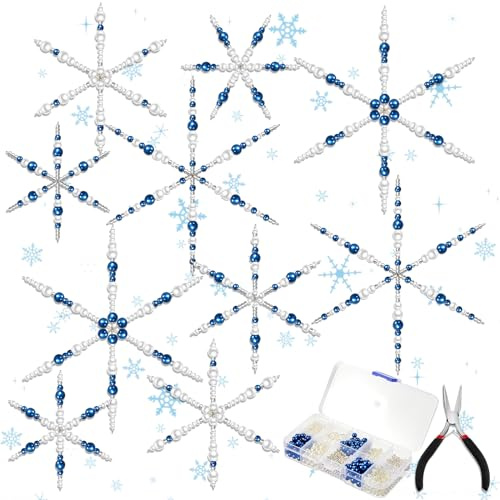 Cindeer 20 Perlensterne Bastelset Drahtsterne, Blau, Silbern | Weihnachten Sterne Basteln mit Perlen zum Selber Machen, Weihnachtsbaum Deko, Weihnachtsdeko für Wohnung, 9,5/11,5/15 cm