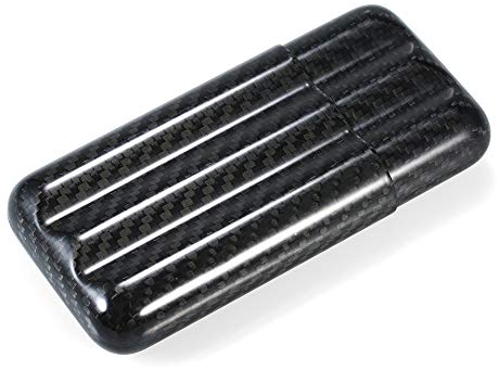 YIWENG Black Carbon Fiber 3-Zigarre-Etui Leichter Zigarre-Aufbewahrungsschlauchhalter Reise-Zigarren-Humidor für bis zu 57 Zigarrenring
