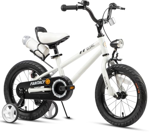 Glerc Kinderfahrrad 16 Zoll Fahrrad mit Stützrädern & Flaschenhalter für 4 5 6 7 8 Jahre alte Jungen und Mädchen, Weiß