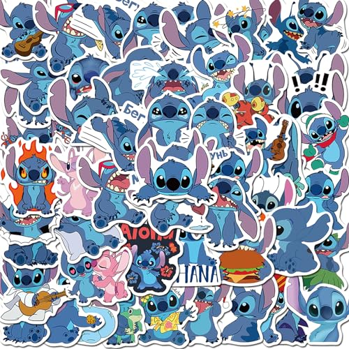 50 Stück Stitch Sticker Set,Wasserfest Vinyl Stitch Aufkleber,Cartoon Graffiti Lilo & Stitch Aufkleber Decals für Water Bottles Laptop Skateboard Fahrrad Moped Motorrad Koffer Helm Scrapbooking