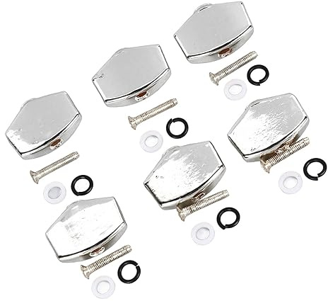 6-teilige Stimmwirbelknöpfe aus Metall für Akustische E-Gitarre, Universelle Stimmwirbelknöpfe, Einfach zu Installieren (SILVER)