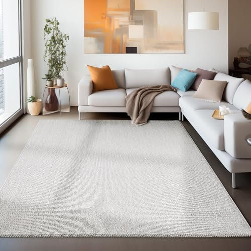 Carpettex Läufer Flur Wohnzimmerteppich Langlebig Robuster Schlingenteppich Cut-Loop 60 x 100 cm Silber - Kurzflor Bettvorleger Schlafzimmer Moderner Einfarbig und Meliert Küchenläufer Schlingenflor