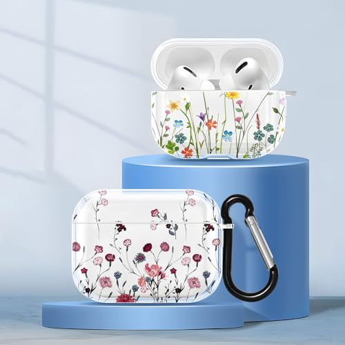 ZhuoFan [2 Stück Cover Kompatibel mit Apple AirPods 3 2021 Silikon Cute, Transparent Blume Muster Airpods Hülle Kopfhörer Taschen Case Schutzhülle mit Schlüsselanhänger Stoßfeste für Mädchen