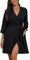 PrinStory Women Robes Lightweight Dressing Gowns Waffle Soft Sleepwear Ladies Loungewear (Black, M)