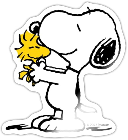 Spreadshirt Peanuts Snoopy Und Woodstock Beste Freunde Sticker, max. 10 x 10 cm, 10 x 10 cm, Weiß glänzend