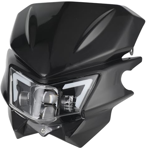 JFG RACING Motorrad Scheinwerfer,Motorrad Lichtmaske Verkleidung Maske Tagfahrlicht Scheinwerfer Wasserdicht für KX KLR KLX 125 140 250 300 450 650 Dirt Pit Bike Dual Sport Enduro-Schwarz