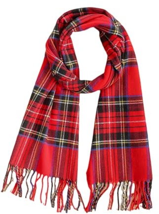 RmKbe Royal Stewart Tartan-Schal für Damen, modisch, Winter, warm, Schottenkaro, weich, rot, One size