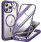 Miracase Magnetic Case for iPhone 15 Pro Max Case 6.7-Inch, Full Body Bumper Case Compatible with Magsafe and Built-in 9H Tempered Glass Screen Protector + Camera Lens Protector (Purple)