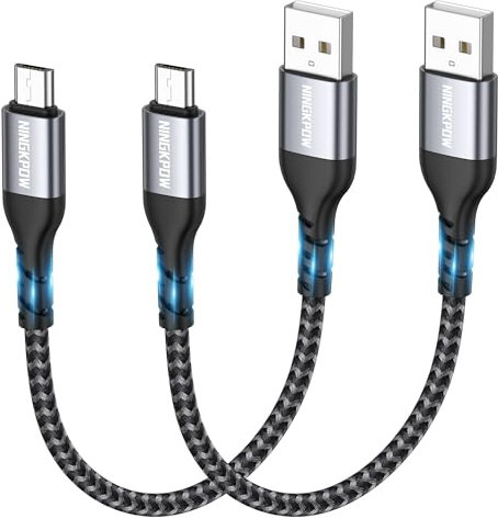 NINGKPOW Cable Micro USB Corto [2Pack 50CM] 5V/3A Carga Rápida Cable Android Duradero Nylon Cable Cargador Movil Compatible con Samsung Galaxy S7 S6 Edge S5 J7 J5 J3, Huawei, HTC, LG, Redmi, Kindle