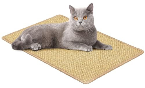 KARAT Kratzmatte für Katzen - 50 x 50 cm, Creme, Sisal Kratzteppich, Kratzpads, natürliche Sisalmatte - robust & strapazierfähig (Natur, 60 x 80 cm)