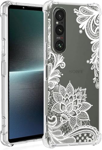 Sidande Hülle für Xperia 1 V/Sony 1V XQDQ62 Handyhülle für Mädchen Frauen, Transparentes Blumenmuster Soft Flexible TPU Slim Handy Schutzhülle für Sony Xperia 1 V Mandala