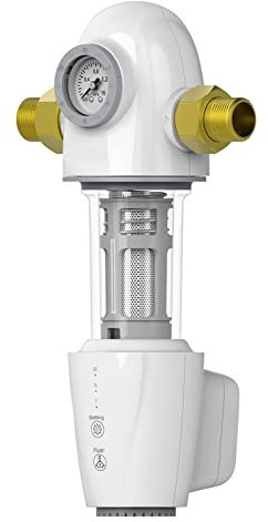 STRAFBRG Automatischer Rückspül-Vorfilter mit Spin-Down-Sedimentwasserfilter Zentrales Reinigersystem for das ganze Haus,Seltener Austausch