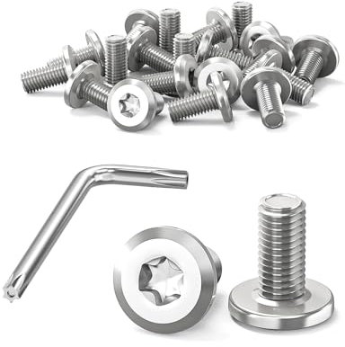Dayalo Lot de 20 vis à tête plate M6 x 12 mm, vis Torx, en acier inoxydable A2 V2A, vis de machine avec clé Torx, filetage complet