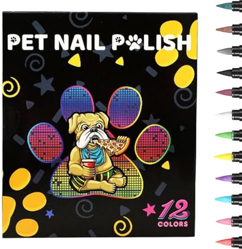 Pet Nail Polish for Cats | Fast Drying Dog Nail Polish Pens | 12 Colors User Friendly Nail Polish Set, Cat Nail Polish Set for Horses, Rabbits