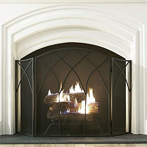 LMAYYLD Funkenschutz, 3-teiliger Bogen-Kaminschutz mit Doppelstange für Kamin, großer schwarzer Kaminschutz für offenes Feuer/Gasfeuer/Holzofen, 80 cm hoch It's so Kind of You