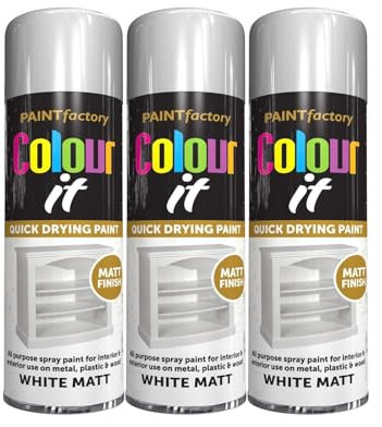 SDMAX White Matte Spray Paint, Durable & Long-Lasting, Bright And Smooth Coating, Non-Cracking, Quick-Drying, Easy To Use, Portable, Interior & Exterior Use, 250ml (3PCS)