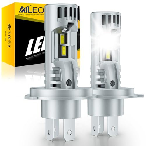 AILEO Proyectores LED H4 con lente mini proyector, adecuados para conductos a la izquierda, 6500 K, 12000 lm.