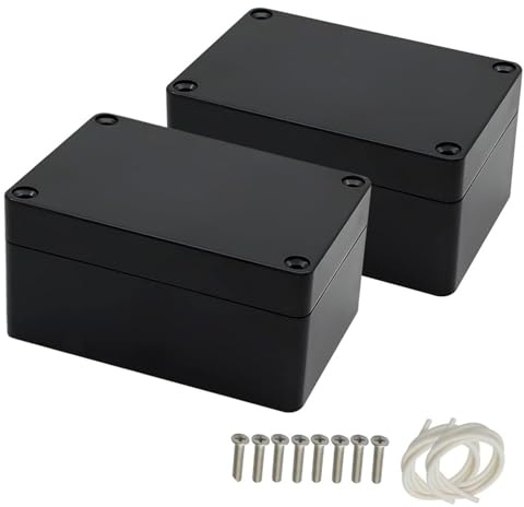 VZU IP65 Abzweigdose Schwarz, 2 Stück Verteilerkasten Außen Wasserdicht | Verteilerdose Aufputz, ABS Kunststoff Anschlussdose für DIY, Garten, Garage und Feuchtraum, 100x68x50 mm