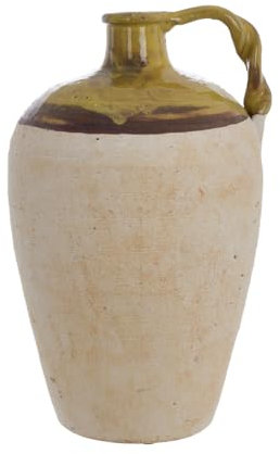 Blanc Mariclo Vaso anfora Porta Fiori o Piante in Ceramica Effetto Anticato Aegeo Shabby Chic, Vintage 20x19xH32 cm