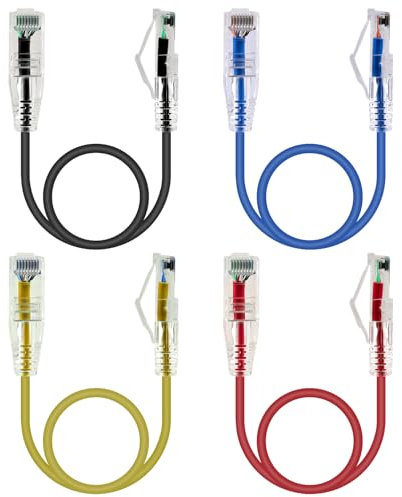 GeeekPi 4 cavi Ethernet Cat6A, cavo di rete schermato corto, antigroviglio, multicolore (50 cm)