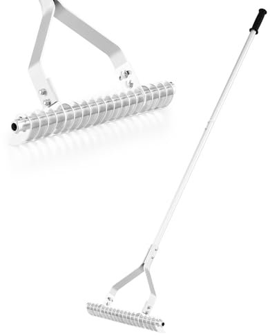 GOPLUS Gartenrechen, Rechen Garten mit Stiel, 50cm Arbeitsbreite, verstellbarem Kopfwinkel, 19 gebogenen Zinken, Rasenrechen aus Aluminium, Laubrechen Heurechen Gartenwerkzeug für Rasen und Blätter