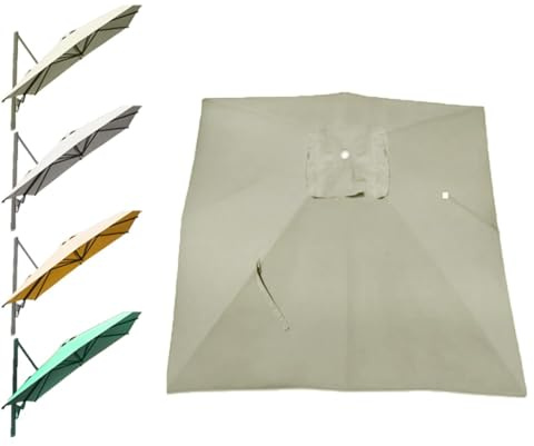 ZIUSFAC Sombrilla De Repuesto Rectangular Toldo De Repuesto Para Parasol Excéntrico 250×250cm 300×300cm Tela De Recambio Para Sombrilla 8 Costillas Toldo De Recambio Para Parasol Terraza(Top,3x3 (9.8x