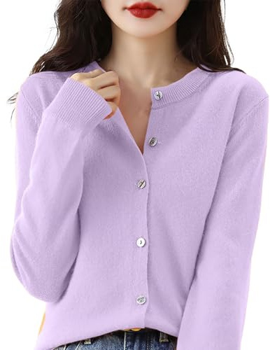 Pull Oversize Donna 100% Lana Merino Maglioni E Cardigan da Donna Elegante Classico Girocollo Leggero Casual Warm Bottoni Maglia Maniche Lunghe E Senza Cuciture Cashmere Pullover