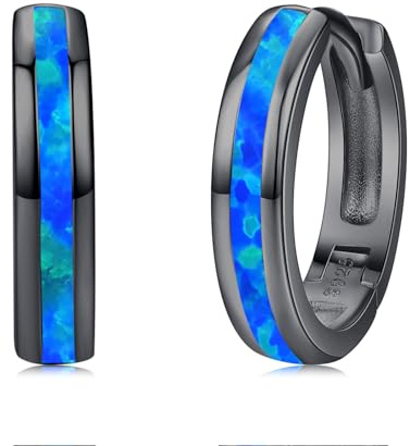 Twoowl Opal Creolen 925er Sterling Silber Opal Huggie Ohrringe Schmuck für Damen Mädchen Herren