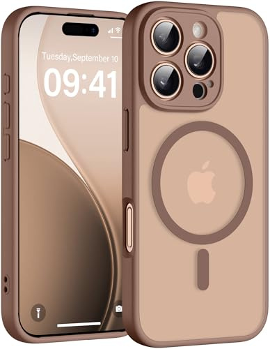 Helssitot für iPhone 16 Pro Max Hülle mit Magsafe, Militär-Grade Stoßfest Kratzfest Anti-Fingerabdruck Magnetisch Rückseite Matt Handyhülle für iPhone 16 Pro Max 6,9 Zoll,Braun