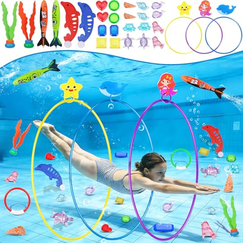 Pool Diving Toys for Kids: 31 PCS Underwater Swim Rings Diving Game Set