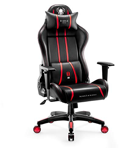 Diablo X-One 2.0 Gaming Stuhl Bürostuhl Schreibtischstuhl Verstellbare Armlehnen Ergonomisches Design Nacken/-Lendenkissen Rot King (XL)