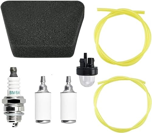EMAGEREN 7er Set Universal Benzinfilter kit 2x Kraftstoffschlauch 2,5 x 5mm 2 x 3,5mm Benzinschlauch Ölschlauch mit Kraftstofffilter Luftfilter Primer für Rasenmäher Gebläse Stihl McCulloch