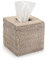 Scatola Porta Salviette Tessuto in Rattan Scatola di Fazzoletti per la Casa Bagno Honey Brown (Bianco, 14x14x15cm)