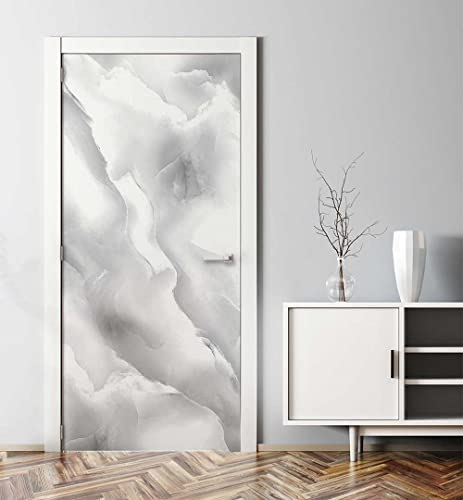 MyMaxxi - Tür bekleben mit Türtapete Türposter Türfolie Selbstklebend 90x200 Marmor Bruch hell - Tür verschönern Türaufkleber Türklebefolie Stein Wand weiß
