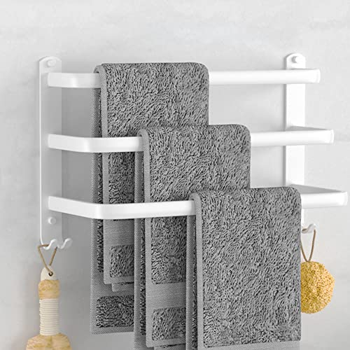 Melairy Toallero Multicapa Toallero de Pared 3 Niveles Toallero Pared Toalleros de Baño Aluminio Toallero con Ganchos, Barra de Toalla para Hogar y Hotel 40CM