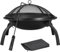 Abician Brasero extérieur terrasse Brasero de Jardin Exterieur Terrasse Brasero avec Poker, Grille, Couvercle, Sac 54 x 54 x 38,5 cm Noir