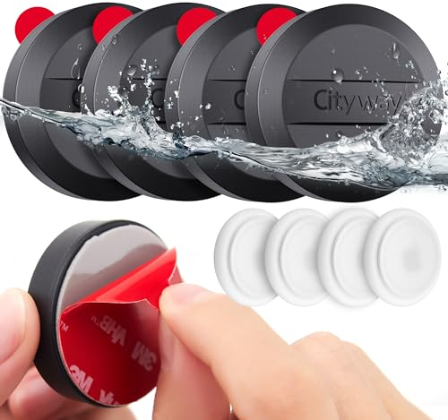 [4 Stück] IPX8 wasserdichte Airtag-Aufkleber-Halterung, Superkleber, Schraubverschluss-Design, niedriges Profil, Airtag-Halter für Fahrrad, Brieftasche, TV, Fernbedienung, Drohne, Kamera, Gepäck