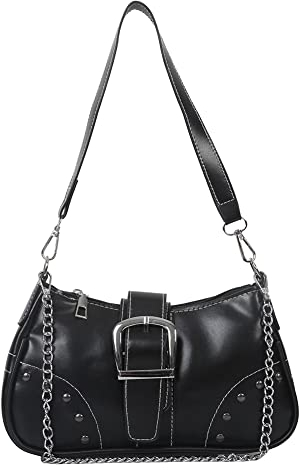 Kleine Schultertasche Geldbörse für Damen Y2K Hobo Handtasche Trendige Clutch Geldbörse 90er Y2K Taschen für Frauen, A01-Schwarz